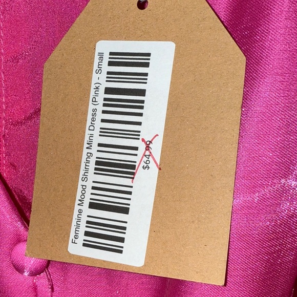 Main Strip Midi Hot Pink Satin Cocteau Formal Party Dress Size Small Hot Pink - Picture 3 of 10